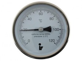 Teplomer bimetalový DN 100, 0-120°C, jímka 50mm, zadný vývod - 1/2
